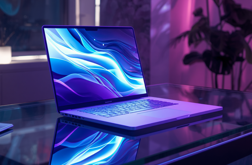 Do I need a website if I have social media? a glowing neon purple laptop in a cool dark room with purple lights and a house plant silhouette