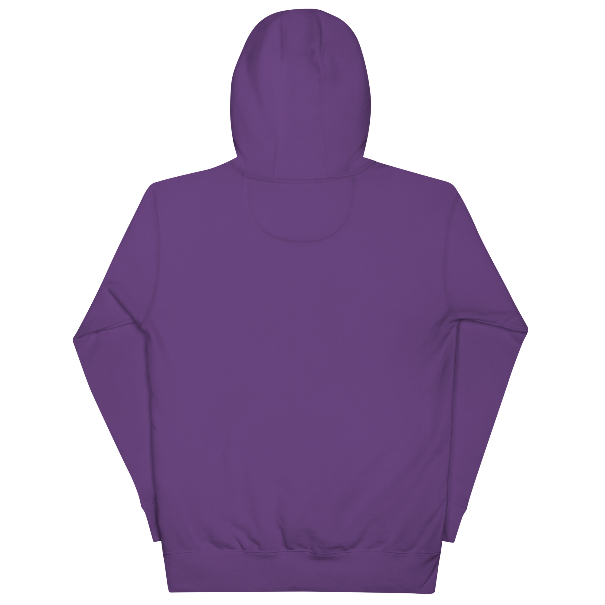 back of a purple hoodie flat image online presence specialist merch