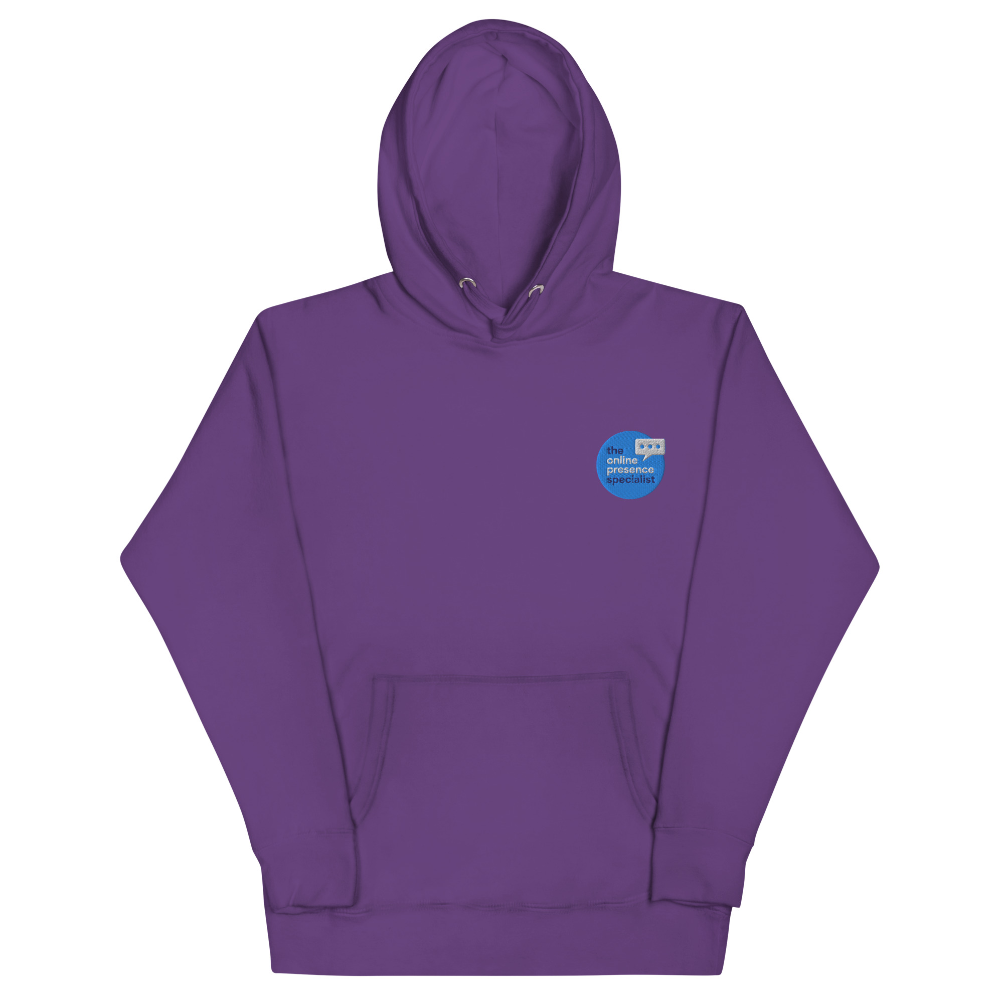 premium purple hoodie flat image online presence specialist merch